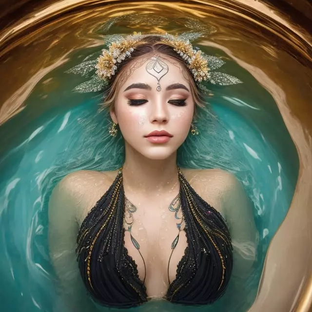 Woman bathing in oil